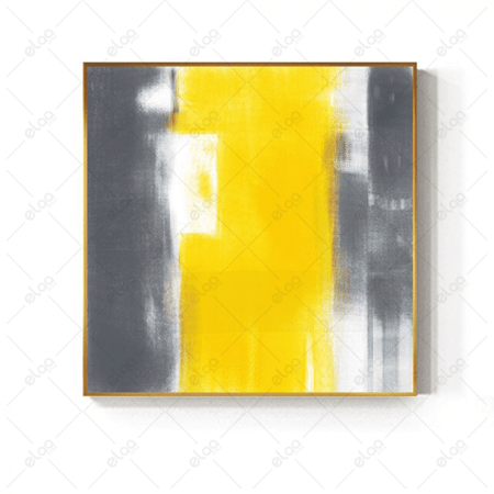 لوحة فن تجريدي لدرجات الرمادي والليموني