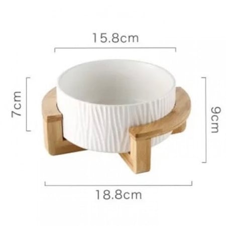 صينية سيراميك مع حامل خشبي