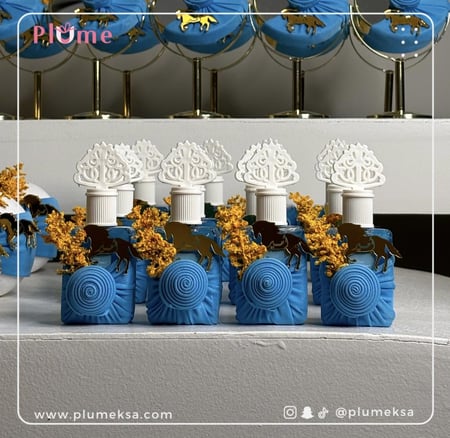 ١٢عطور مسك الباودر ( سماوي ) مغلف تغليف ياباني مع الاسم