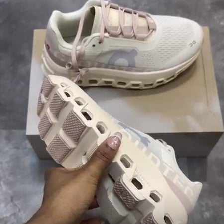 On Running Gray & Pink Cloudmonster Sneakers