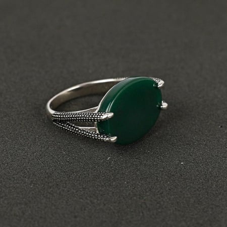 خاتم فضة ملكي بيضاوي مع شنكار زيتي