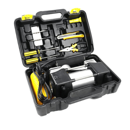 طقم ضاغط محمول للسيارة  إطارات السيارة مع مجموعة ملحقات 15 قطعة ضرورية للسيارة