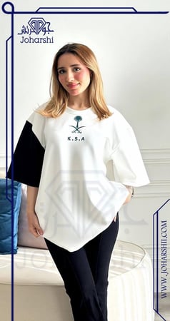 تيشرت اليوم الوطني نسائي لون ابيض KSA-2