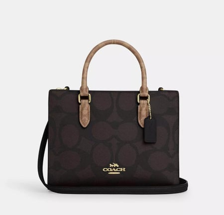 Maggie Small Tote Bag In Blocked Signature Canvas