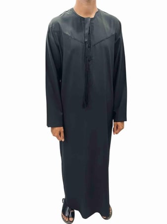 قميص اماراتي صيفي أسود كم طويل
