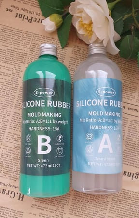 سيليكون ربر اخضر بلاتينيوم غذائي شبه شفاف 20 A وزن 1000 مللي كل عبوة 500 مللي