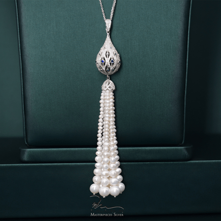 طقم لؤلؤ و فضة عيار 925 فاخر