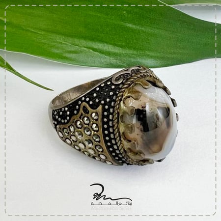 خاتم عقيق للرجال وفضة خالص