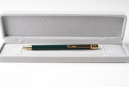 قلم كارتير اخضر وذهبي نحيف