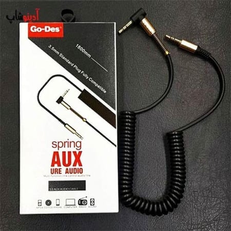 كابل مخرج للصوت - GO-DES SPRING AUX URE AUDIO WITH MIC GAC-202, 1800MM