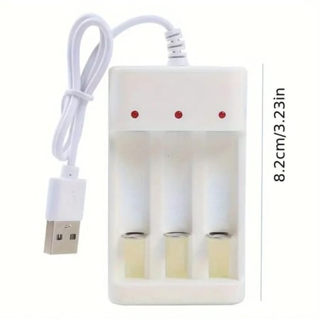 شاحن بطاريات ثلاثي - شاحن بطاريات - Multi-Device USB Battery Charger - Quick Charge For Aa/Aaa & Lithium Batteries, Portable Design With 3 Slots