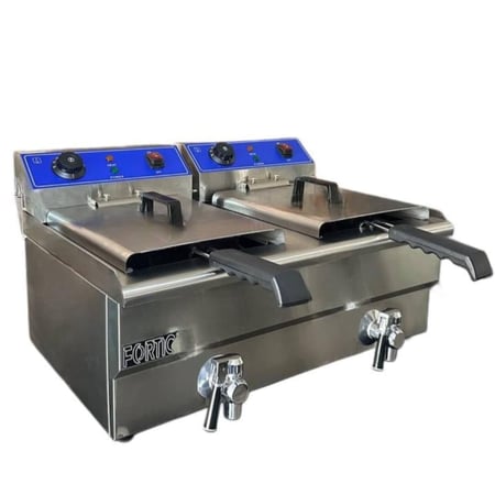 قلاية بطاطس كهربائية حوضين 10 لتر لكل حوض مع تصريف من FORTIC