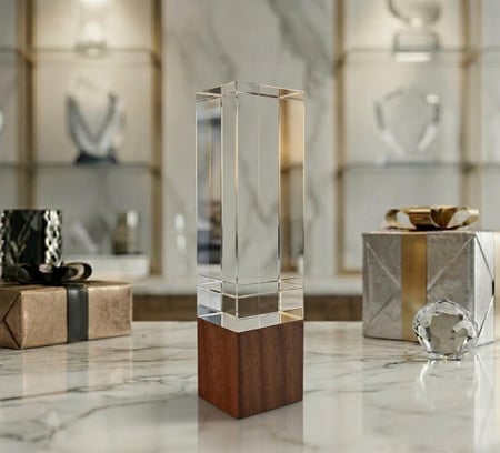 درع تروفي مكعب قاعدة خشب