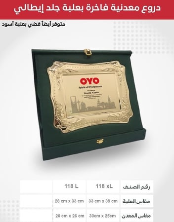 درع صحن معدني  بعلبة جلد ايطالي