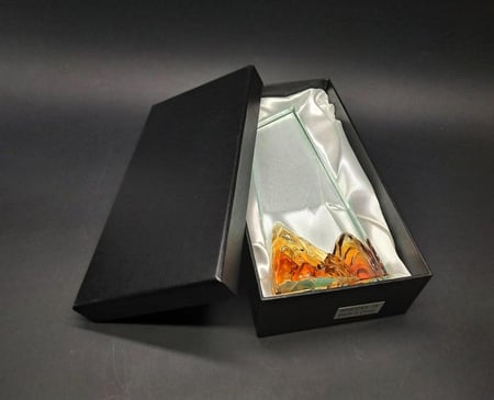 تروفي زجاج بقاعدة كريستال ملونة دبل