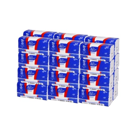 حلا | كرتون مناديل انترفولد 150 | 24 علبة | 3,600 منديل | طبقتان ناعمة | ازرق | HL150-24