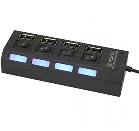 مقسم يو اس بي 4 منافذ اسود USB Hub 4 Ports 2.0