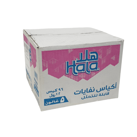 نابكو هلا | كرتون رول أكياس نفايات | 5 جالون | أبيض | 96 كيس | 12 حبة