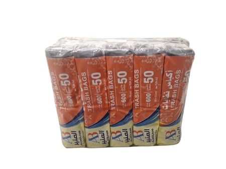 اي بي | حزمة رول أكياس نفايات | أسود | 50 جالون | 10 رولة