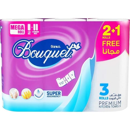 نابكو | سانيتا بوكيه | كرتون رول مناديل مطبخ | 3 طبقات | 8 شدات × (2+1) رول × 144 منديل