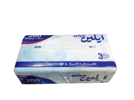 ايلين | حزمة مناديل 200 | 50 علبة | 10,000 منديل وجه | مفرد | AY200-50