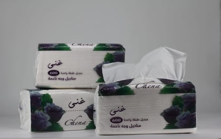 غنى | حزمة مناديل 600 | 40 علبة 24,000 منديل وجه مفرد GN600-40