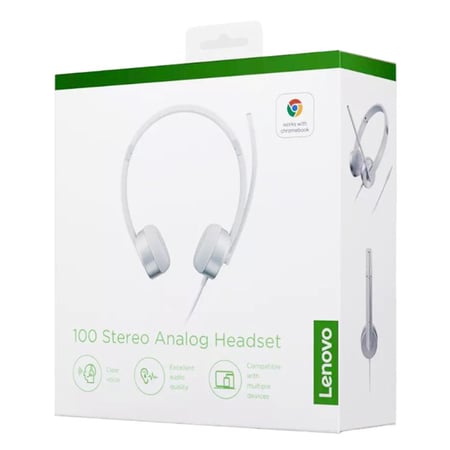 سماعات لينوفو 100 ستيريو سلكية بمقبس 3.5 ملم لون رمادي