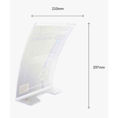 لينو | حامل اعلانات ستاند لوحات ورقية شفاف LEENO | Vertical Curved Sign Holder A4 Clear