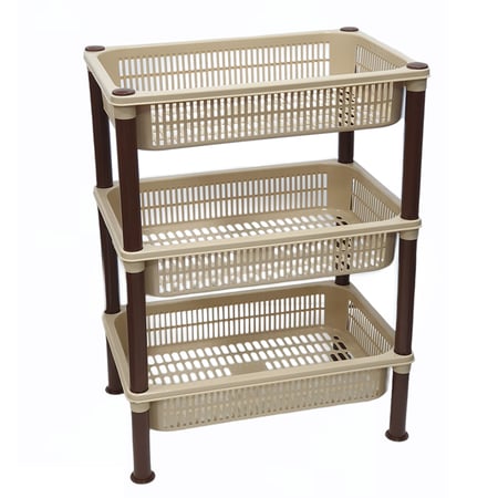 بلاستيكنا | ارفف خضار | سلة بصل | مستطيل | 3 دور | بيج | رقم 351