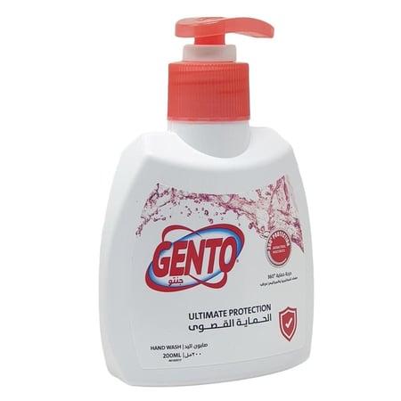 جنتو | كرتون سائل غسيل اليدين | الحماية القصوى | أحمر | 200 مل | 12 حبة | GNHWR200-12