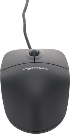 امازون بيسكس | ماوس كمبيوتر سلكي بمنفذ USB بـ3 ازرار، مفرد، اسود Amazonbasics | USB Mouse