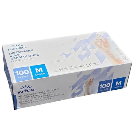 كانز كير انتكو | قفازات فينيل بلاستيك | بدون بودر | وسط | شفاف | كرتون | 10x100 علبة