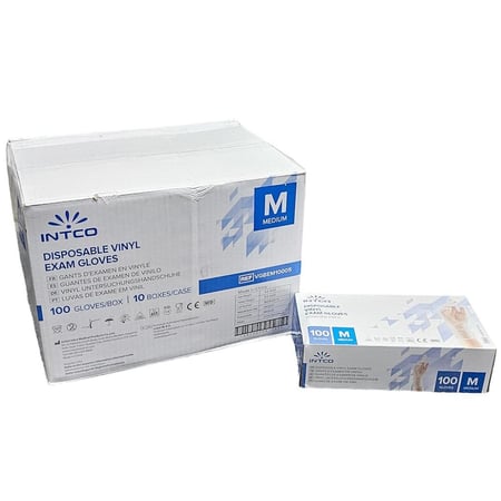 كانز كير انتكو | قفازات فينيل بلاستيك | بدون بودر | وسط | شفاف | كرتون | 10x100 علبة