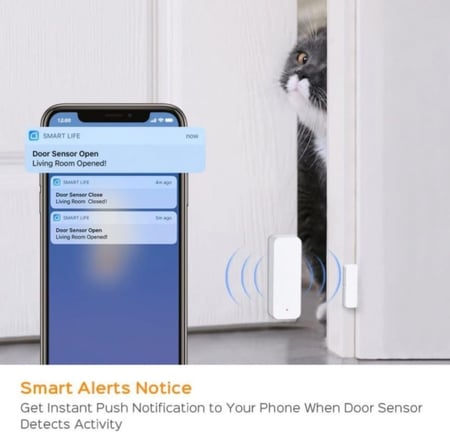 تويا | ميك اي تي | جهاز استشعار ذكي واي فاي للباب والنافذة | كشف الاتصال الذكي لامن المنزل | ومنبه عن بعد | يعمل مع تطبيق سمارت لايف واليكسا وجوجل هوم Toya