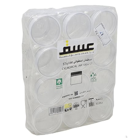 عسق | برطمان | علب بلاستيك اسطواني | شفاف | 100 مل | كرتون | 240 حبة | AS100-240