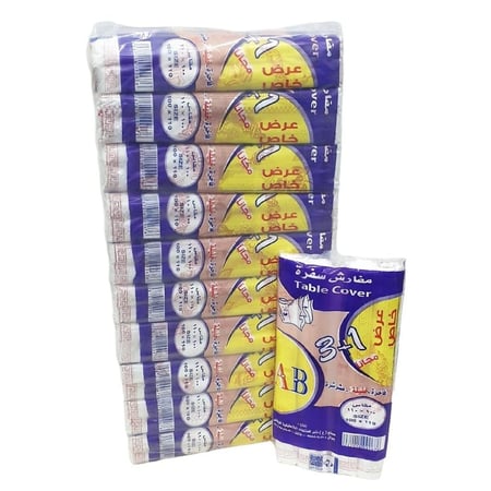 اي بي | حزمة رول مفارش سفرة | شفاف مطبوع | 110x100 سم | 80 رولة