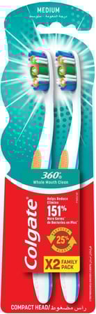 كولجيت | فرشاة اسنان 360 وسط قطعتين Colgate | 360 Medium Multipack Toothbrush 1+1