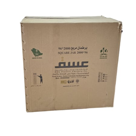 عسق | برطمان | كرتون علب بلاستيك مربع | شفاف | 2 لتر | 96 حبة | ASG-SPB-2-96