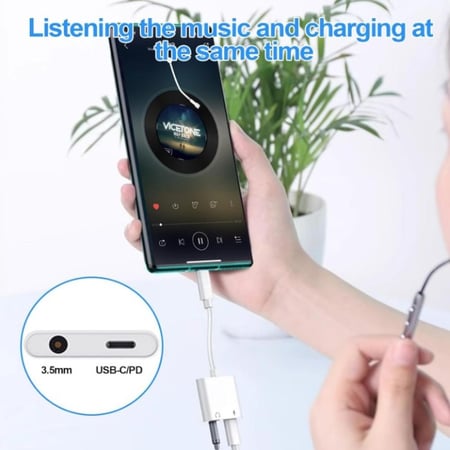 تي تيرسيلي | محول سماعة رأس ومنفذ شحن USB-C إلى 3.5mm (2 في 1)