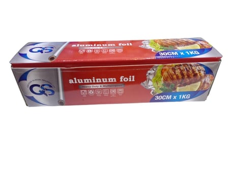 كيو اس | رول ورق قصدير | صغير | 30 سم | 1000 جرام | كرتون | 6 حبة