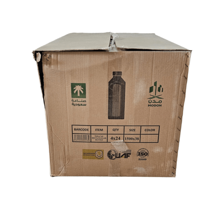 عسق | عبوة قارورة عصير مستطيلة | شفاف | مع غطاء اسود | 1500 مل | 1.5 لتر | كرتون | 96 حبة | ASG1500-96