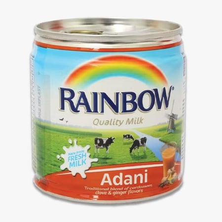 حليب ابو قوس | رينبو | كرتون حليب مبخر | نكهة عدني | 170 غرام | (48 عبوة)