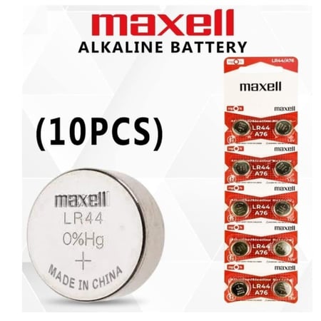 ماكسيل / 10 قطع بطارية دائرية ليثيوم 1.5 فولت / LR44 AG13 A76