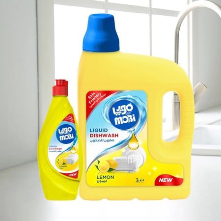 موبي | كرتون سائل غسيل الصحون ليمون 3 لتر + 700 مل 4 شدة | MBDWL12