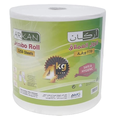 أركان | جامبو ماكسي رول | لفة مناديل | العملاق | ابيض | 4 كجم | AR4W