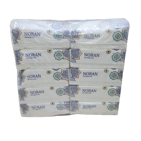 نوران | حزمة مناديل 200 | 50 علبة 10,000 منديل وجه 3 طبقات | NR200-50