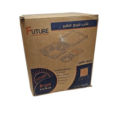 حزمة المستقبل | كرتون علب سلطة مربع بغطاء متصل شفاف 250 مل 1000 حبة