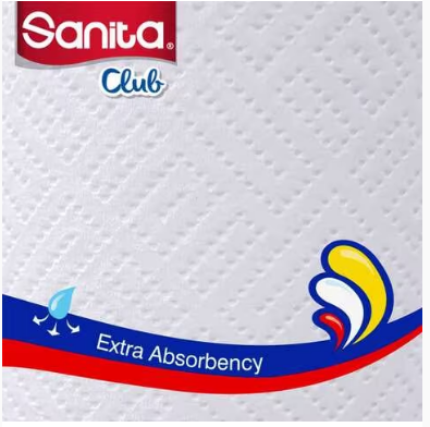 نابكو | سانيتا كلوب | حزمة رول مناديل مطبخ مزدوج | 4 شدات × 6 رول × 40 منديل