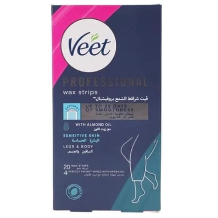 فييت | شرائح شمعية | للساقين والجسم للبشرة الحساسة 20 شريط شمعي