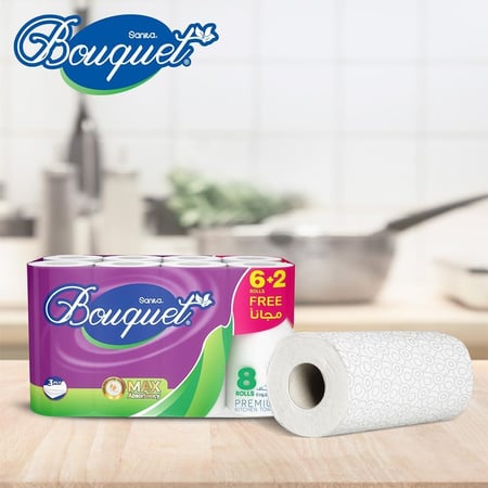 نابكو | سانيتا بوكيه | كرتون رول مناديل مطبخ 3 طبقات 24 رول × 45 منديل